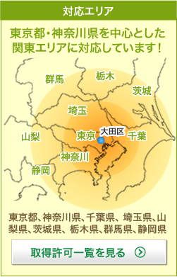 回収・処分対象エリアは東京・神奈川を中心とした関東エリアを対象としています。
